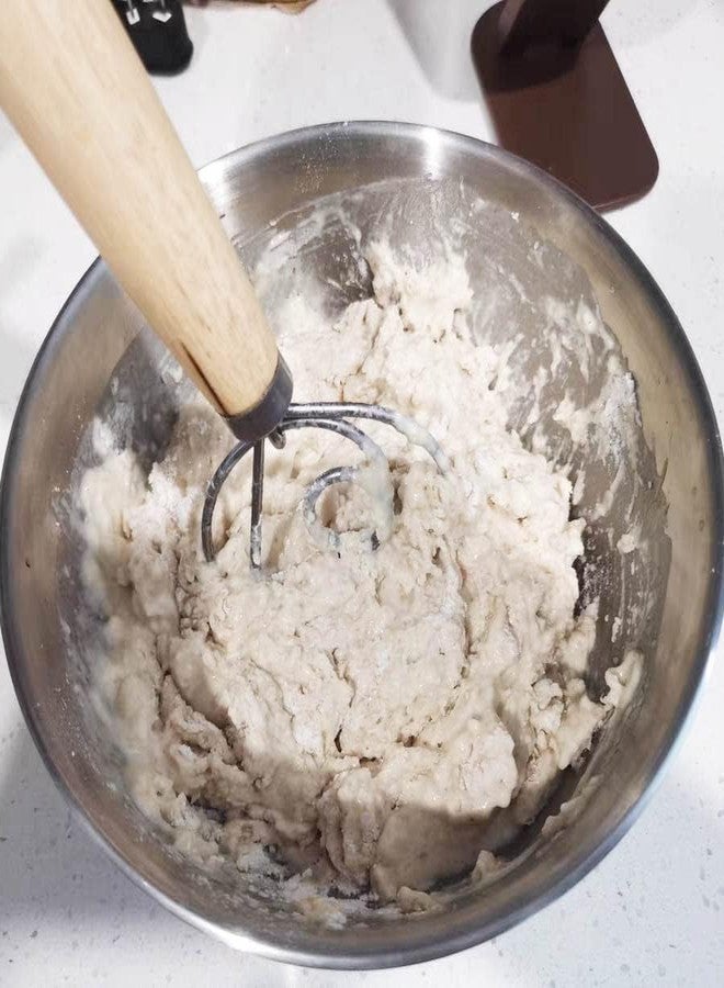 ETONWALL Premium Danish Dough Whisk – Stainless Steel Handheld Bread & Dough Mixer with Ergonomic Wooden Handle for Bread, Pizza, Pastry & Cookie Mixing - Image 3