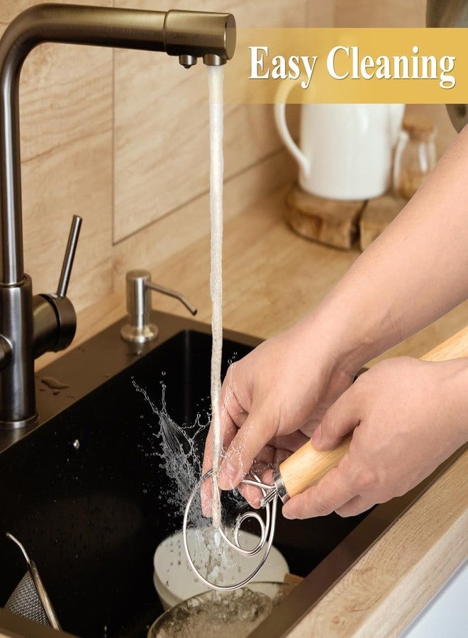 ETONWALL Premium Danish Dough Whisk – Stainless Steel Handheld Bread & Dough Mixer with Ergonomic Wooden Handle for Bread, Pizza, Pastry & Cookie Mixing - Image 5