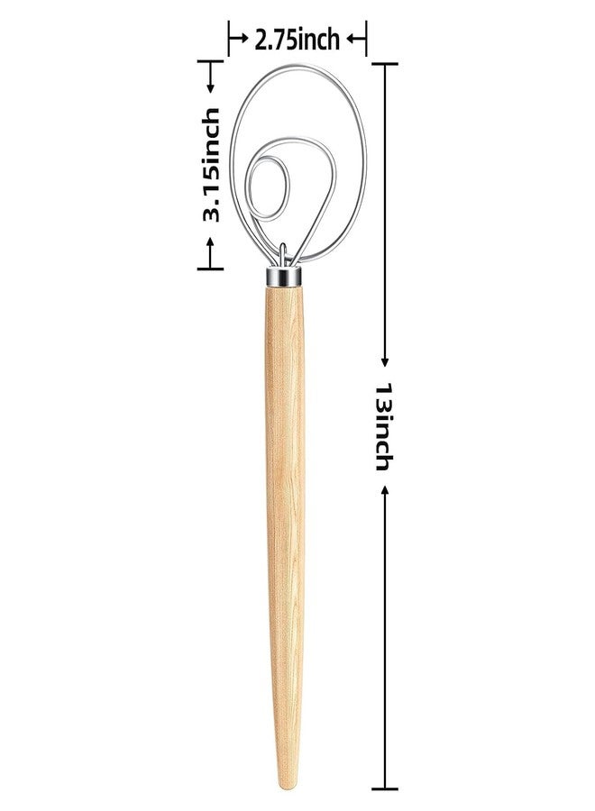 ETONWALL Premium Danish Dough Whisk – Stainless Steel Handheld Bread & Dough Mixer with Ergonomic Wooden Handle for Bread, Pizza, Pastry & Cookie Mixing - Image 2