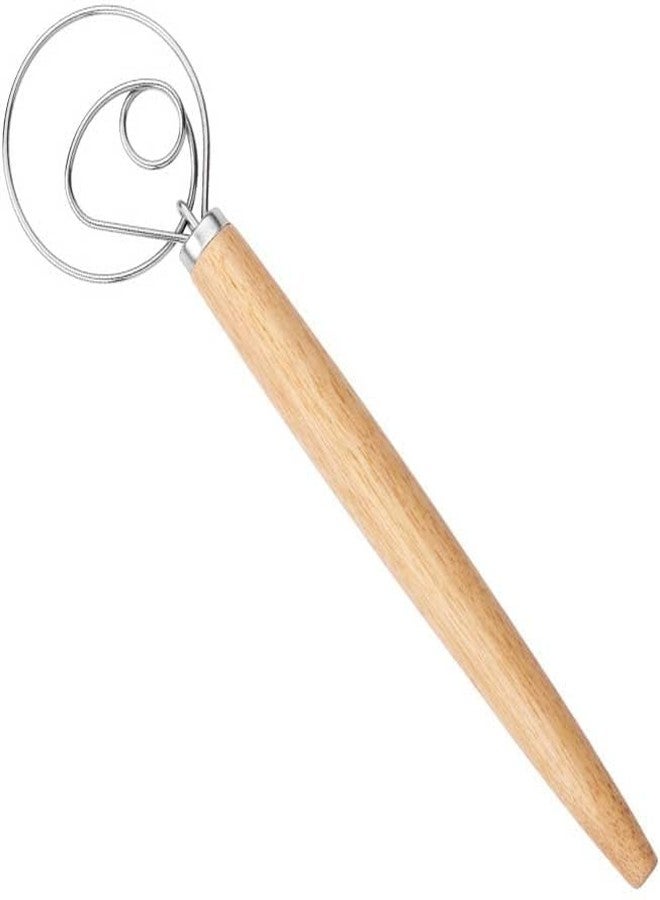 ETONWALL Premium Danish Dough Whisk – Stainless Steel Handheld Bread & Dough Mixer with Ergonomic Wooden Handle for Bread, Pizza, Pastry & Cookie Mixing - Image 1