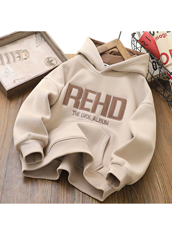 WINTER Kids' Clothing Boys' Fleece Hoodie New Autumn Style Children's Outerwear Thick Cotton Top Trendy - Image 1