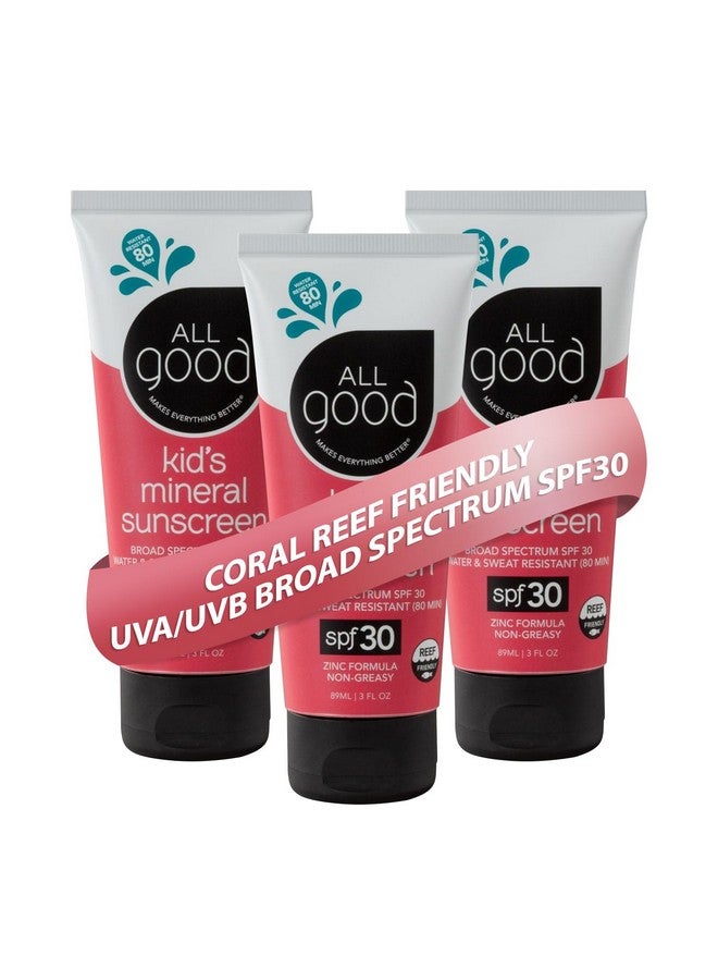 All Good Makes Everything Better All Good Baby & Kids Sunscreen Lotion For Face & Body Uva/Uvb Broad Spectrum Spf 30 Zinc Oxide Coral Reef Friendly Water Resistant Zinc Shea Butter Coconut Oil Aloe (3 Oz)(3Pack) - Image 1