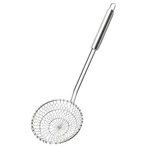 KAYCROWN Best Utensils Asian Kitchen Stainless Steel Spider Strainer Professional Wire Skimmer with Spiral Mesh (5-Inch Strainer Basket)… - Image 1