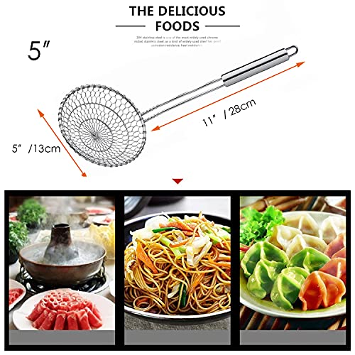 KAYCROWN Best Utensils Asian Kitchen Stainless Steel Spider Strainer Professional Wire Skimmer with Spiral Mesh (5-Inch Strainer Basket)… - Image 5