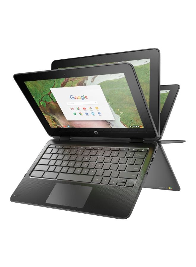 HP لابتوب كروم بوك x360 11 G1 EE بشاشة مقاس 11.6 بوصة ومعالج سيليرون N3350 / ذاكرة رام 4 جيجابايت / محرك أقراص ببطاقة ذاكرة eMMC سعة 32 جيجابايت / بطاقة رسومات إنتل 500 بدقة عالية الوضوح / نظام تشغيل كروم أو إس / إصدار عالمي اللغة الإنجليزية أسود - Image 4