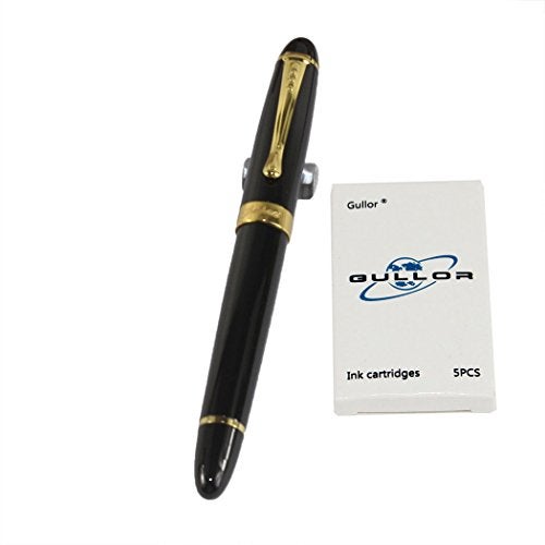 Gullor Jinhao 450 Normal nib Fountain Pen Black with 5 color Ink Cartridges - Image 2