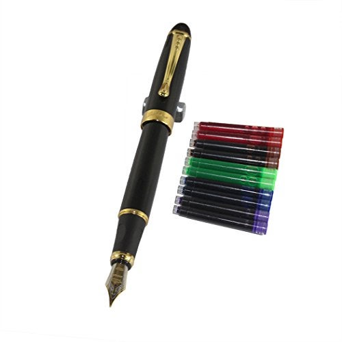 Gullor Jinhao 450 Normal nib Fountain Pen Black with 5 color Ink Cartridges - Image 1