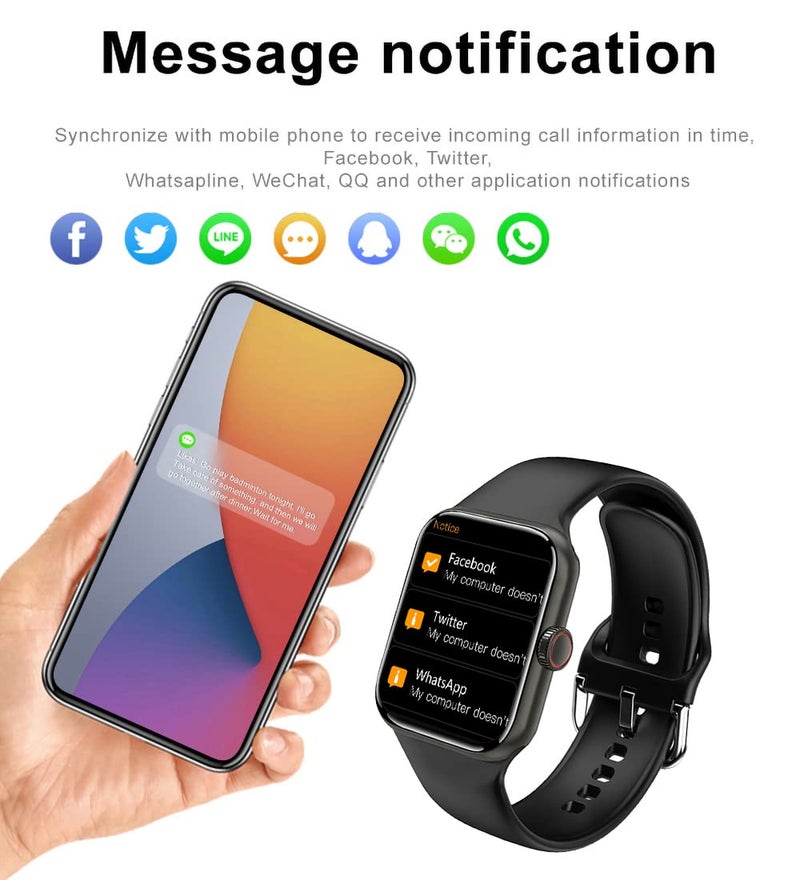 Aeifond ساعة ذكية Aeifond للرجال والنساء متوافقة مع أندرويد و iOS و آيفون، شاشة تعمل باللمس 2.09" متعقب لياقة بدنية ساعة ذكية مع مراقبة المكالمات/الرسائل القصيرة/النوم/عداد الخطوات حزامين رياضيين (أسود) - Image 3