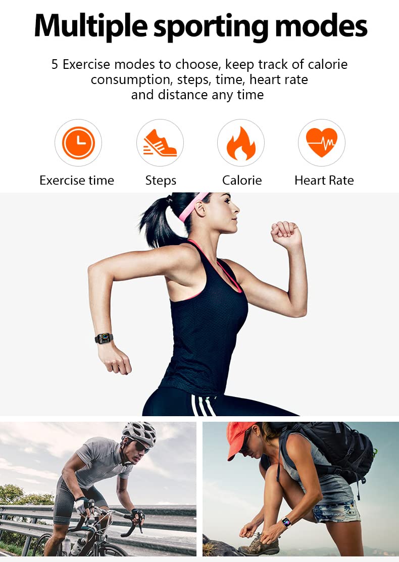 Aeifond ساعة ذكية Aeifond للرجال والنساء متوافقة مع أندرويد و iOS و آيفون، شاشة تعمل باللمس 2.09" متعقب لياقة بدنية ساعة ذكية مع مراقبة المكالمات/الرسائل القصيرة/النوم/عداد الخطوات حزامين رياضيين (أسود) - Image 4