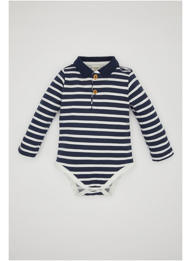 DeFacto - Babyboy New Born Regular Fit Polo Neck Knitted Long Sleeve Snap Body - Image 1
