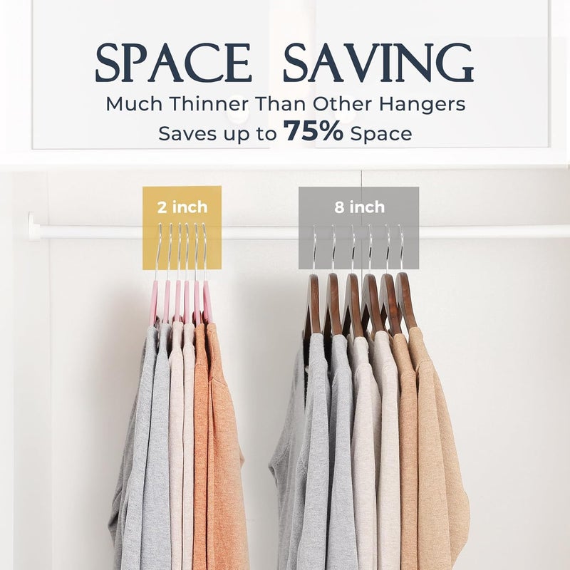HOUSE DAY Lt Pink Velvet Hangers 20 Pack, Non Slip Clothes Felt Hanger Heavy Duty for Coat, Premium Slim Space Saving Suit Hangers for Closet Organizer, 360° Rotating Silver Hook - Image 4