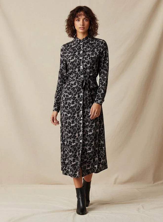 Splash FAV Animal Printed Long Sleeves Shirt Dress