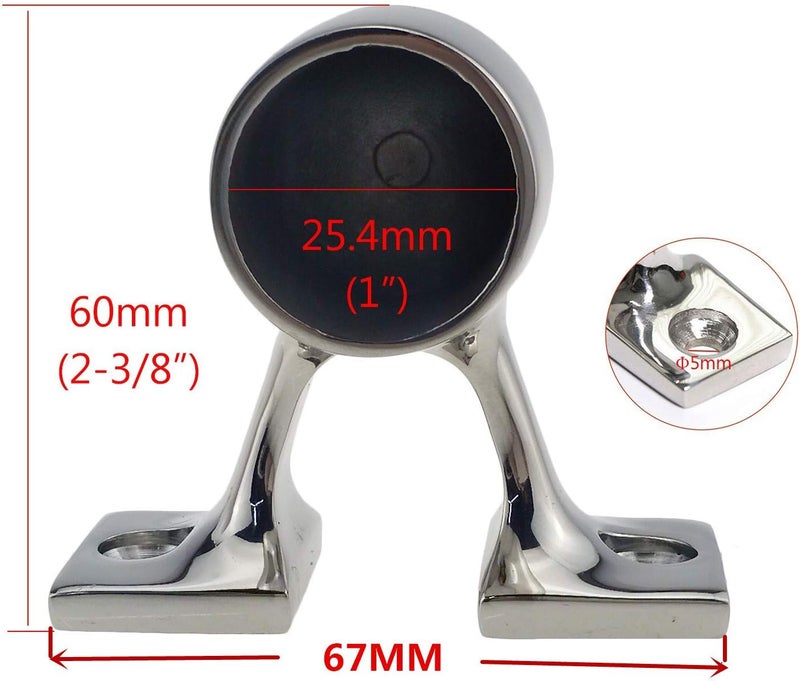 keehui 316 Stainless Steel Marine Grade Boat Hand Rail Fitting 1" OD Tube 90 Degree End Stanchion - Image 3