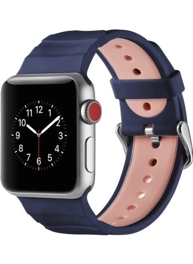 NIBEMINENT Ethnic Replacement Watchband for Apple Watch Series 1/2/3 38mm Pink/Blue - Image 1