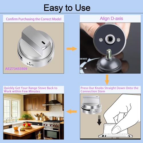 TURNEGOO AEZ73453509 Stove Knobs Burner Control Knobs Replacement Compatible with LG Gas Stove/Oven/Range Knobs, Replace for AEZ72909008,AP5669773,PS7321756 (5 Packs) - Image 4