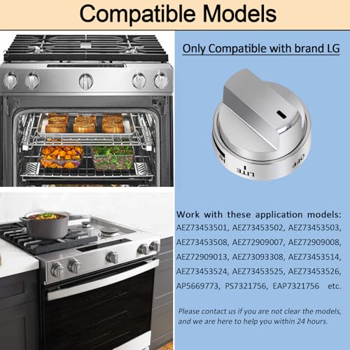TURNEGOO AEZ73453509 Stove Knobs Burner Control Knobs Replacement Compatible with LG Gas Stove/Oven/Range Knobs, Replace for AEZ72909008,AP5669773,PS7321756 (5 Packs) - Image 5
