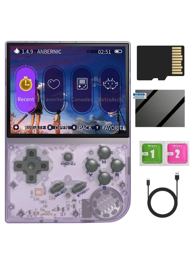 ANBERNIC  RG35XX 2024 New Version Retro Handheld Game Console, Upgraded Chip, Linux System 3.5-Inch IPS Screen Built-in 128G TF Card and 13000+ Classic Games, Support HDMI TV Output (Purple 128G)  - Image 1