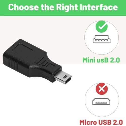 Cuziss 2 Pack USB 2.0 Type A to Mini USB 5-Pin Type B Female/Male Adapter - Black - Image 3