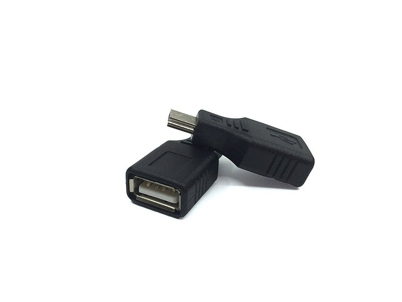 Cuziss 2 Pack USB 2.0 Type A to Mini USB 5-Pin Type B Female/Male Adapter - Black - Image 1