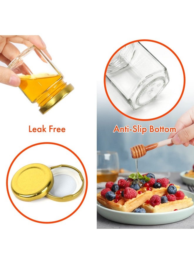 AuroTrends 3oz Mini Honey Jars with Dipper 30Pack, Empty Glass Jars for Baby Shower Favors/Wedding Favors for Guests Bulk-Mini Jars with Wooden Dippers (3oz-30Pack) - Image 2