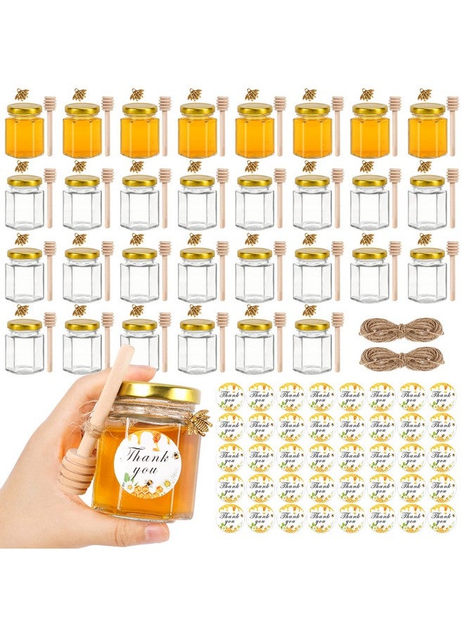 AuroTrends 3oz Mini Honey Jars with Dipper 30Pack, Empty Glass Jars for Baby Shower Favors/Wedding Favors for Guests Bulk-Mini Jars with Wooden Dippers (3oz-30Pack) - Image 1