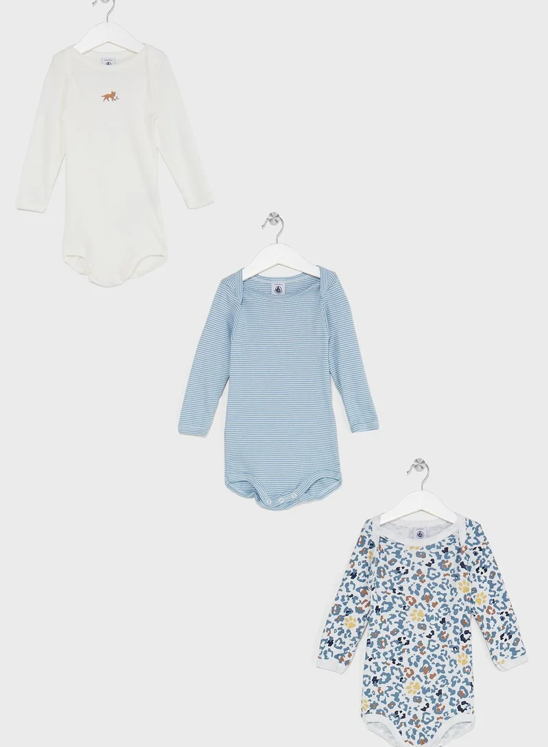Petit Bateau Infant 3 Pack Assorted Bodtsuit