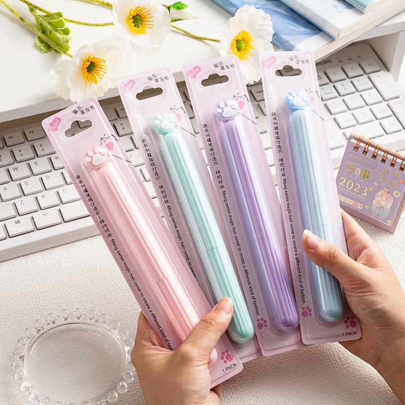 Generic Cute Cartoon Cats Claw Series Small Comb Bag Travel Portable Student Dormitory Girl Small Pen Comb Pen comb random color mixing (pvc blister) 