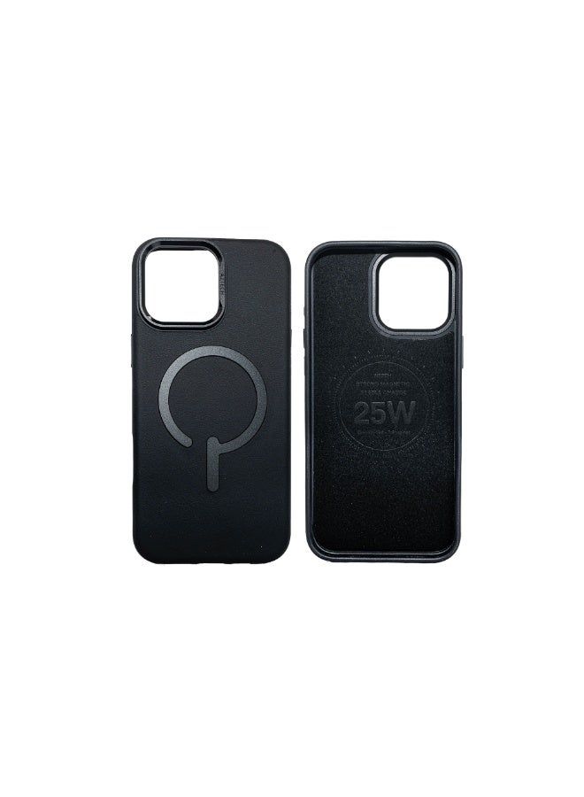 Aztech Leather Case for iPhone 15 Pro Max, MagSafe Compatible, Luxury Tumbled Leather, Slim Fit, Durable Protective Case, Black Color, Metal Buttons, Lens Protector, Anti-Scratch, Shockproof, Premium Leather Cover, Stylish iPhone 15 Pro Max Case, Everyday Protection, Drop Protection, Magnetic Wireless Charging Compatible, Slim Design, Modern Phone Cover, Trendy Mobile Accessories, iPhone 15 Pro Max Accessories, Protective Leather Case