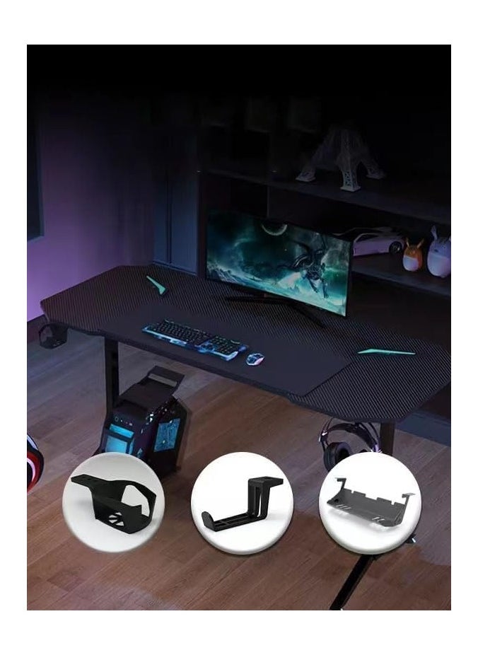 NOAEOU - 140 x 60 x 75 CM Gaming Desk, Computer Desk, Home Office Computer Desk with LED RGB Lights, Y Shaped Gaming Table with Cup Holder and Headphone Hook - Image 1