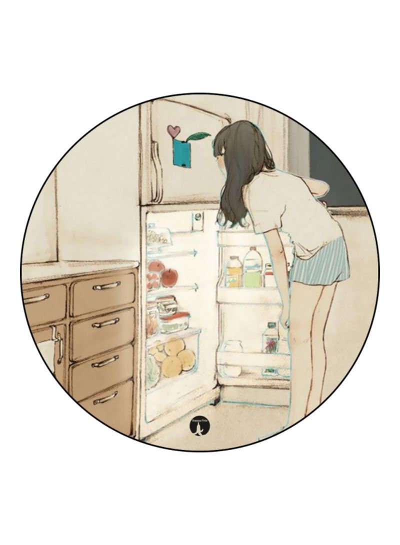 RKN Girl Theme Printed Fridge Magnet  Beige/Black/Blue - Image 1