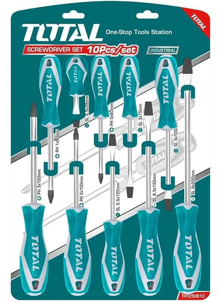 TOTAL Total 10 PCS Screwdriver Set – Durable CR-V Hand Tools with New Design Handle for Versatile Home & Professional Use  - Image 2