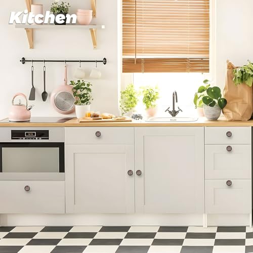 Artinhand 4 Pack Norwegian Rosemaling Folk Style Floral Cabinet Knobs Round Drawer Pulls Black Dresser Knob Cupboard Door Handles Hardware for Kitchen Bathroom Cabinets - Image 5