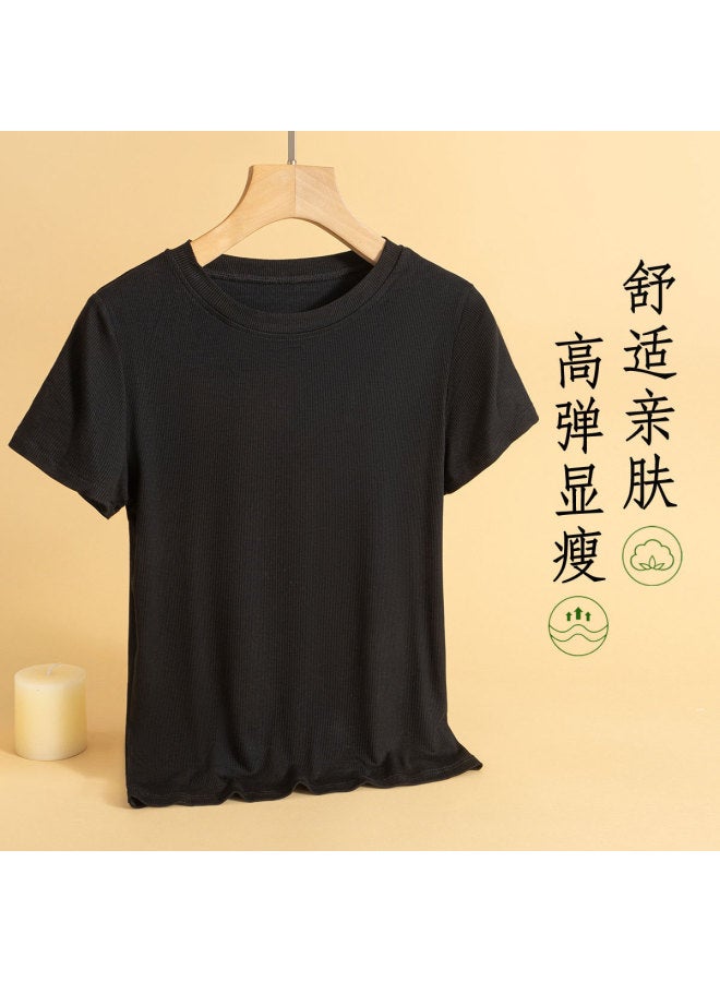 Your Sun Women'S Regular-Fit T-Shirt Short Sleeve Slimming Concealing Belly Solid Color Versatile Round Neck Tee Casual Comfortable Top - Image 3