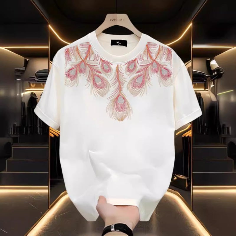 Stylish Print Mens Summer Short Sleeve Tee Black - Image 2