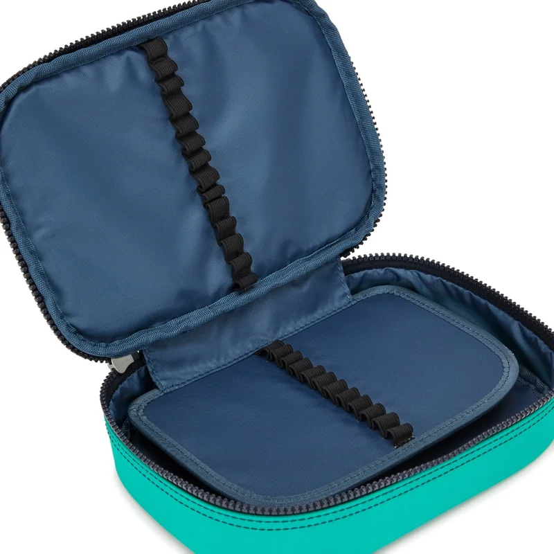 Kipling Large pencase holds up to 100 pens Blue Green Block