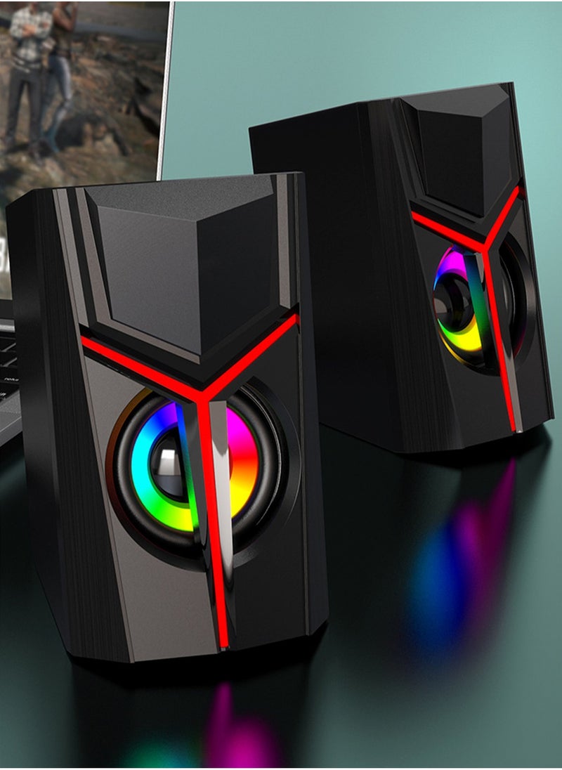 LOOPITYS Stereo Speakers,Desktop PC Speakers, PC Gamer Speakers,10W Gaming Desktop PC Speaker for Mobile MP3 Party,Gift for Home Travel Office Party Laptop  - Image 1