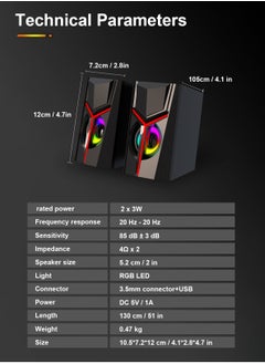 LOOPITYS Stereo Speakers,Desktop PC Speakers, PC Gamer Speakers,10W Gaming Desktop PC Speaker for Mobile MP3 Party,Gift for Home Travel Office Party Laptop  - Image 3