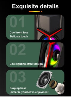 LOOPITYS Stereo Speakers,Desktop PC Speakers, PC Gamer Speakers,10W Gaming Desktop PC Speaker for Mobile MP3 Party,Gift for Home Travel Office Party Laptop  - Image 4