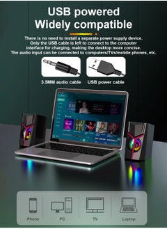 LOOPITYS Stereo Speakers,Desktop PC Speakers, PC Gamer Speakers,10W Gaming Desktop PC Speaker for Mobile MP3 Party,Gift for Home Travel Office Party Laptop  - Image 5