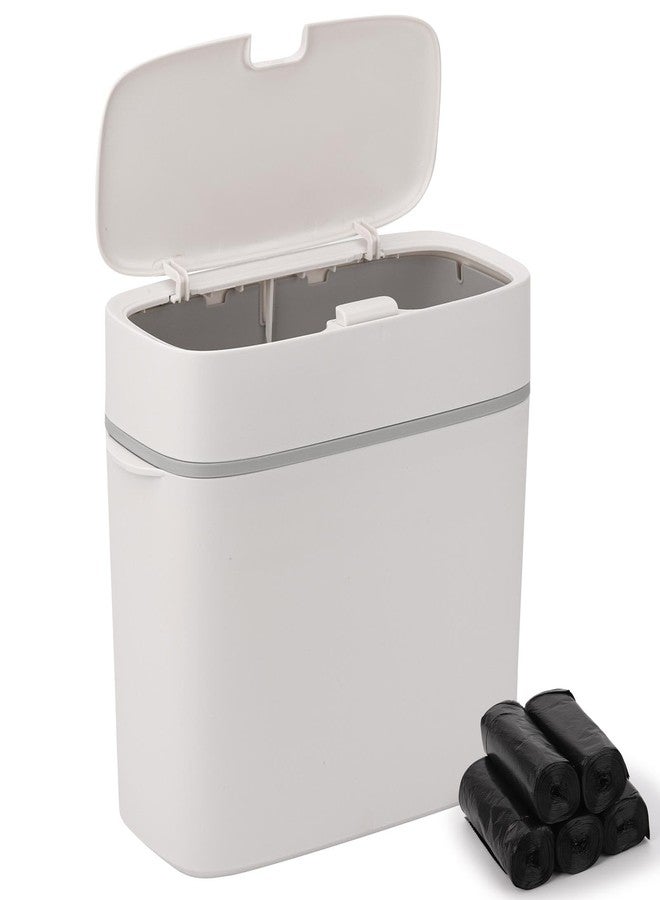 acDesign Slim Bathroom Trash Can with Lid, 15L/3.9 Bathroom Garbage Can with Lid, Plastic Wastebasket for Bedroom, Office, Kitchen, Laundry, Toilet, - Image 1