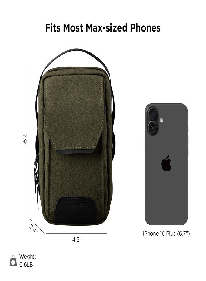 ALPAKA Modular Sling V2 - MIini Sling Bag for Phone, Magnetic Quick Access, EDC Crossbody Bag with Adjustable Strap, Army Green Axogrid 300D Weatherproof Fabric - Image 2
