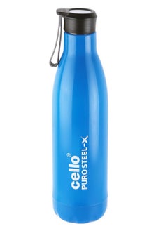 Cello Puro Steel-X Rover Inner Steel Outer Plastic with PU Insulation Water Bottle, 600ml, Blue  - Image 1