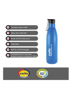 Cello Puro Steel-X Rover Inner Steel Outer Plastic with PU Insulation Water Bottle, 600ml, Blue  - Image 2