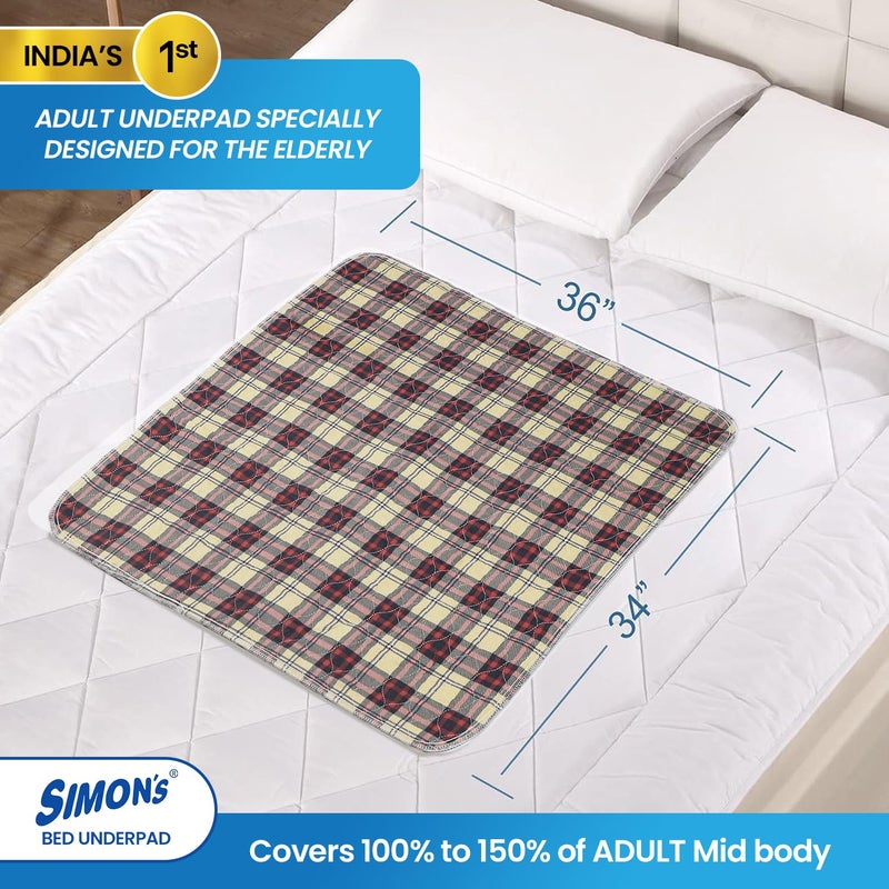 Simon's Simon’s Adult Reusable Stain-Mask Bed Underpad for Elderly, Heavy Absorbency Large Size 34 X 36 inches | Leak Proof 4 Layer Design Protects Surfaces for Incontinence Patients – Brown | Pack of 1 - Image 3