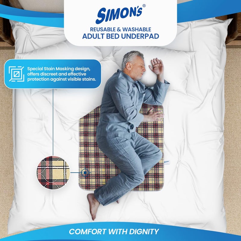 Simon's Simon’s Adult Reusable Stain-Mask Bed Underpad for Elderly, Heavy Absorbency Large Size 34 X 36 inches | Leak Proof 4 Layer Design Protects Surfaces for Incontinence Patients – Brown | Pack of 1 - Image 2