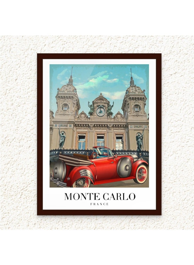 Art Decor Art Decor Framed Fine Art of Monte Carlo Casino Portrait Print Travel Luxury France Landmark Wall Decor for Home Living Room Bedroom Office Studio Hotel and Gifting  - Image 1