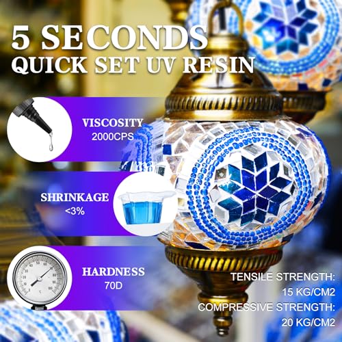 DecorRom UV Resin Kit with Light, 60g UV Glue for Bonding & Curing in Seconds - Professional UV Flashlight for Jewelry UV Glue Adhesive, Plastic Welding & Glass/Acrylic Repair - Strong Bonding Craft Resin Set - Image 3