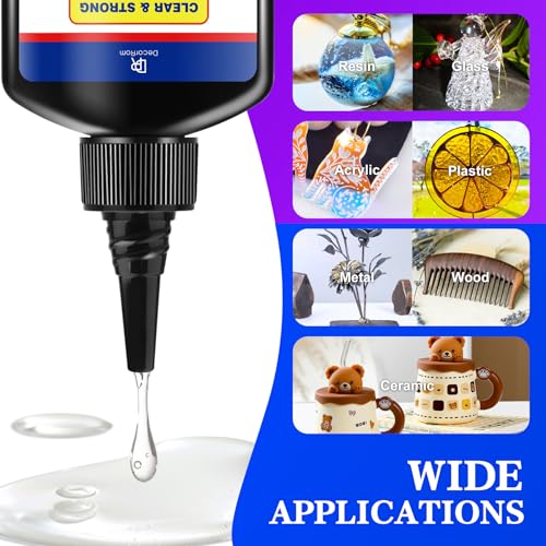 DecorRom UV Resin Kit with Light, 60g UV Glue for Bonding & Curing in Seconds - Professional UV Flashlight for Jewelry UV Glue Adhesive, Plastic Welding & Glass/Acrylic Repair - Strong Bonding Craft Resin Set - Image 5
