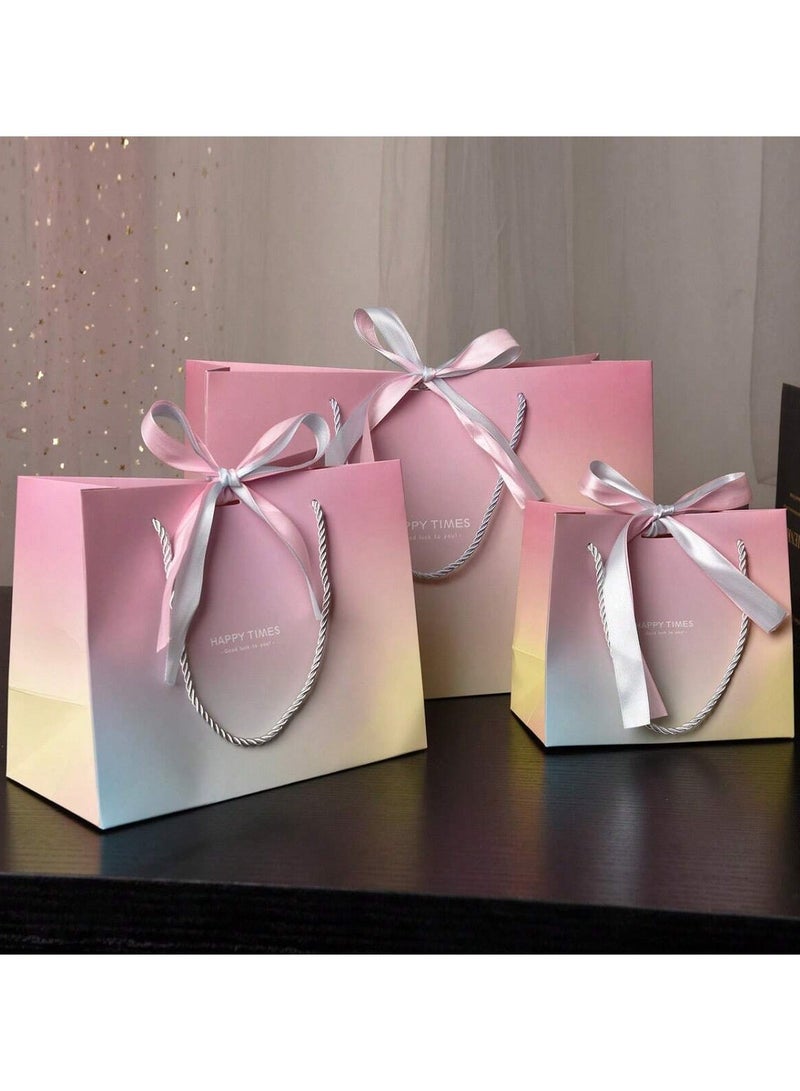 Pink Macaron Gift Bag with Ribbon – Paper Cosmetic Packaging Bag, Cup Carry Handbag, Perfect for Gifts, Holidays, Parties, and Special Occasions, Available in Sets of  5 - Image 3