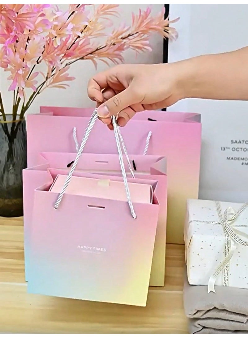 Pink Macaron Gift Bag with Ribbon – Paper Cosmetic Packaging Bag, Cup Carry Handbag, Perfect for Gifts, Holidays, Parties, and Special Occasions, Available in Sets of  5 - Image 2